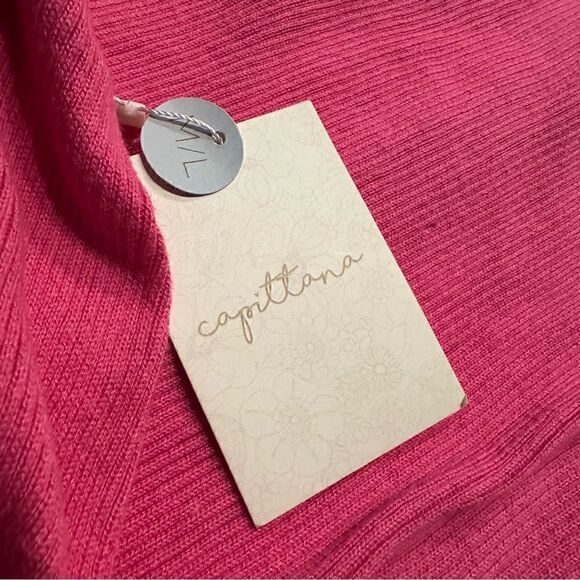 CAPITANNA Mika Knitted Cotton Ribbed Maxi Dress Size M/L Cut Out Pink Barbie - Picture 7 of 7